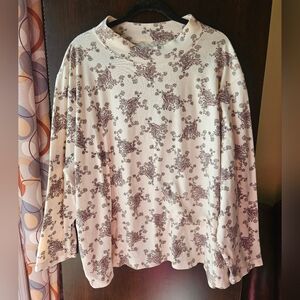 White Stag Plus Cream Geometric Patterned Long Sleeve Tee